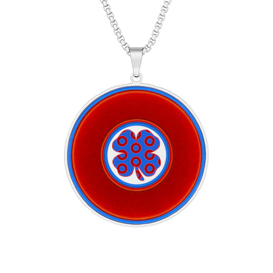 Lump's Heady Donut Necklace - 1" x 1" Stainless Steel Pendant - "Patron Saint of Donuts" - St. Patrick's Day/holiday edition - vivid red donut - variant 3