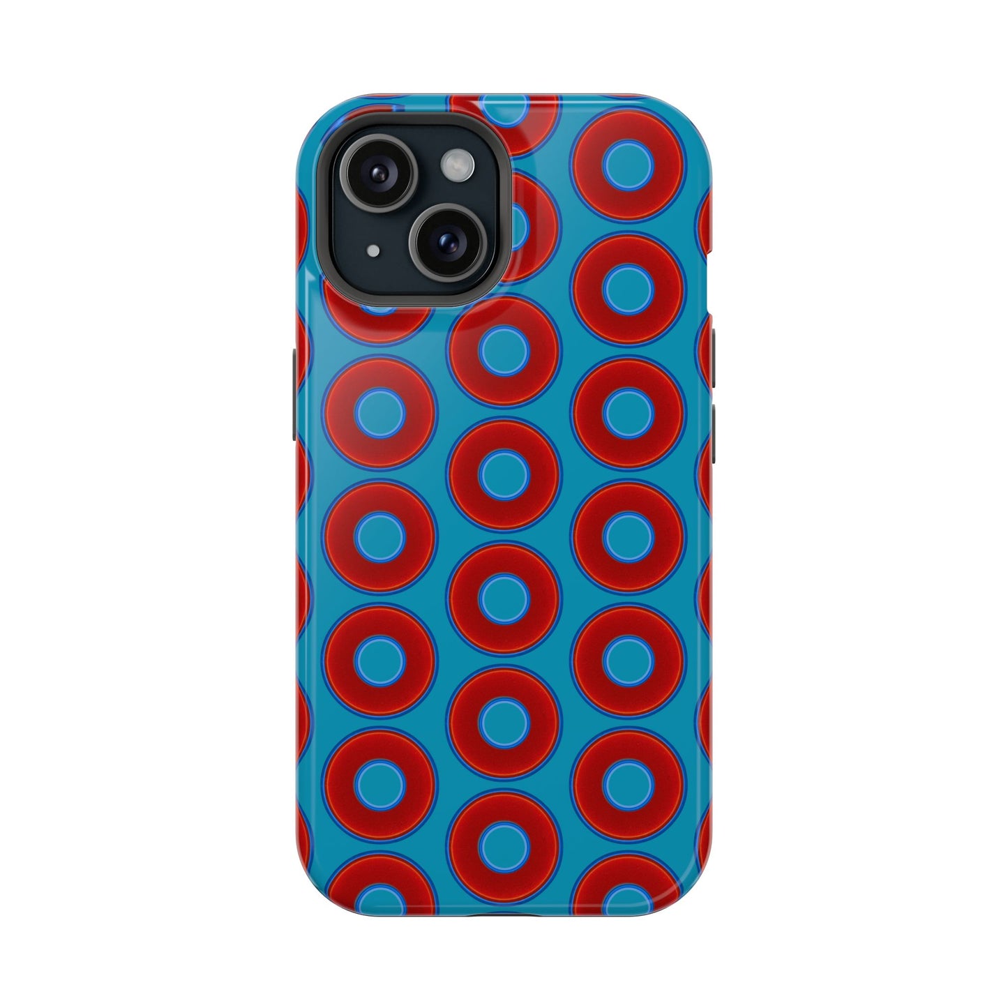 Magnetic Tough Donut Case - red vivid donut print w/aquamarine blue background