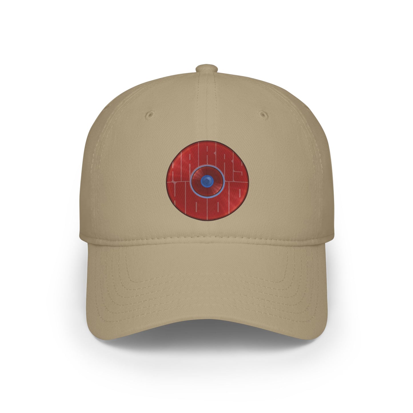 Lumpy Donut Baseball Cap - "Harry Hoodlum Donut Cap" - variant 4 - vivid red donut w/words