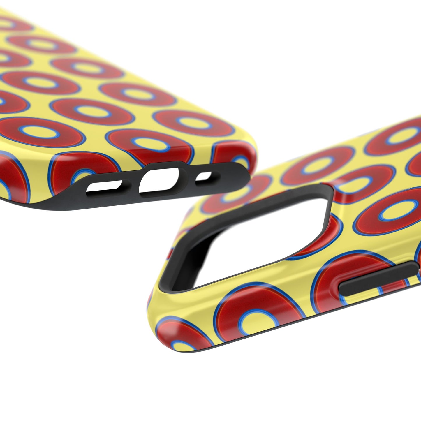 Impact-Resistant Lumpy Donut Case - red vivid donut print w/yellow background
