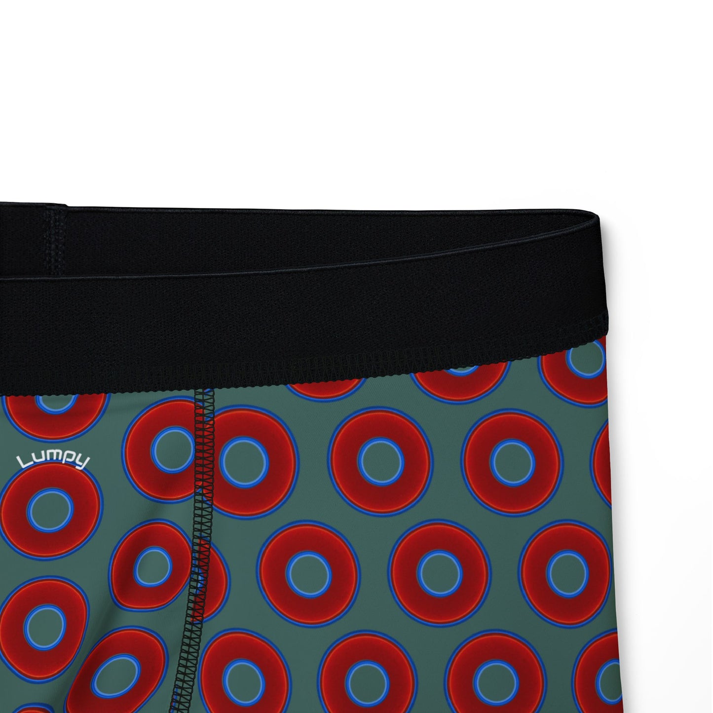 Men's Donut Boxers - red vivid donuts w/Fenway green background