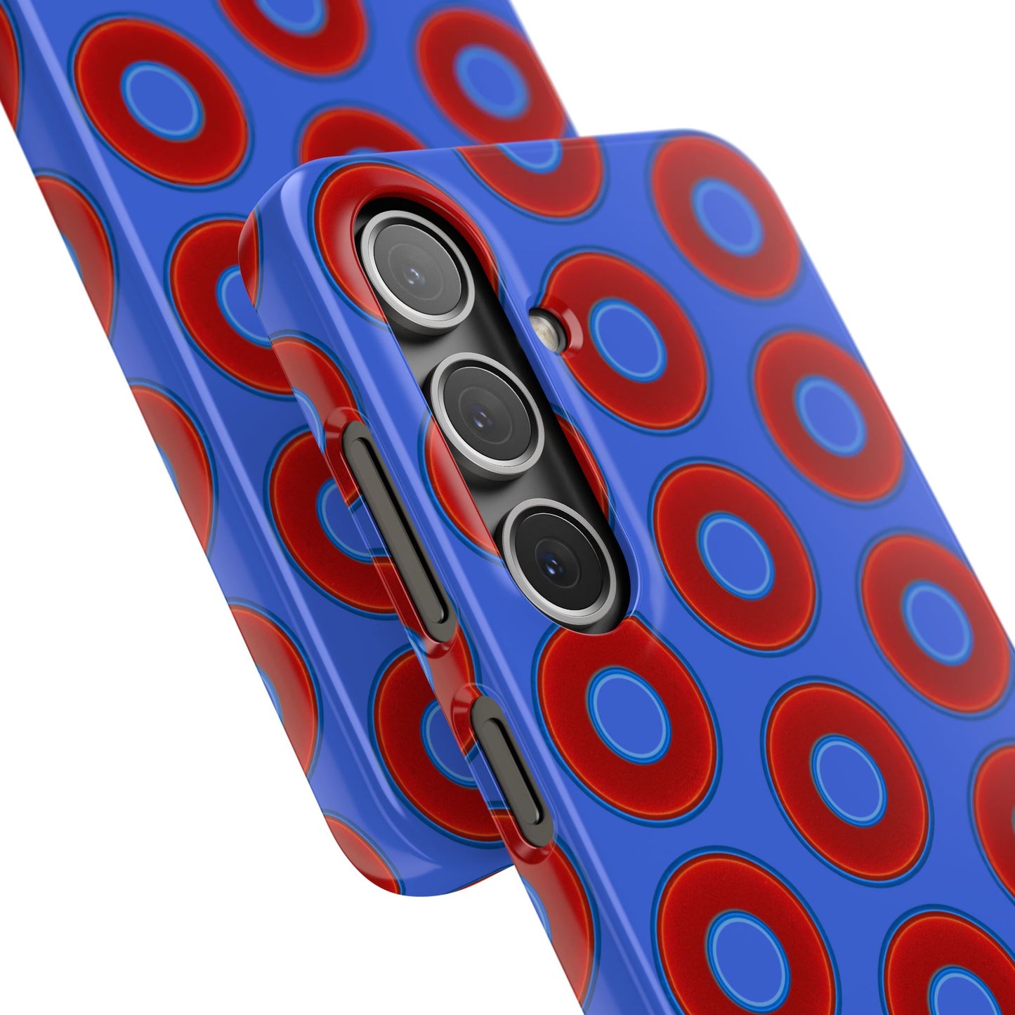 Lumpy Donut Snap Case - red vivid donut print w/royal blue background
