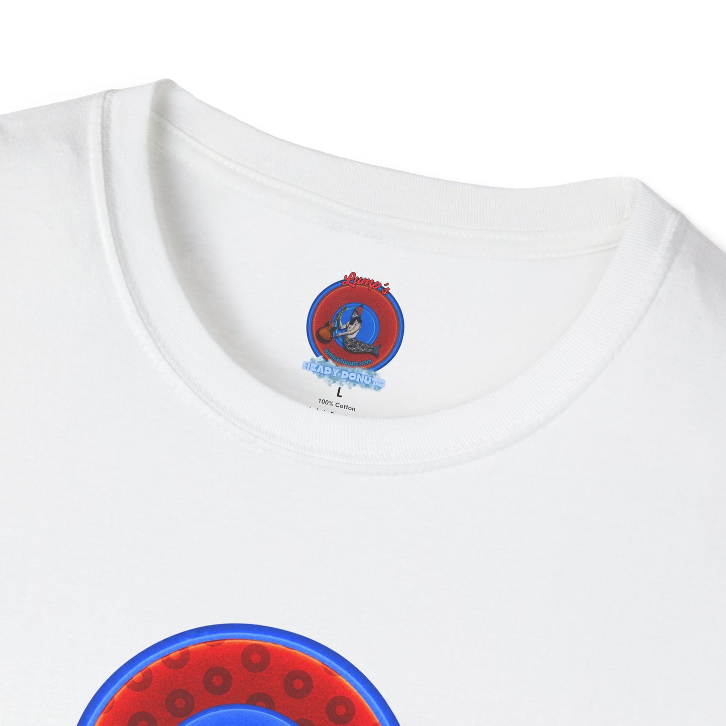 Classic Donut Tee - Unisex Soft-Style - "Read the F'ing Donut" - red/blue paradoxical donut - variant 2
