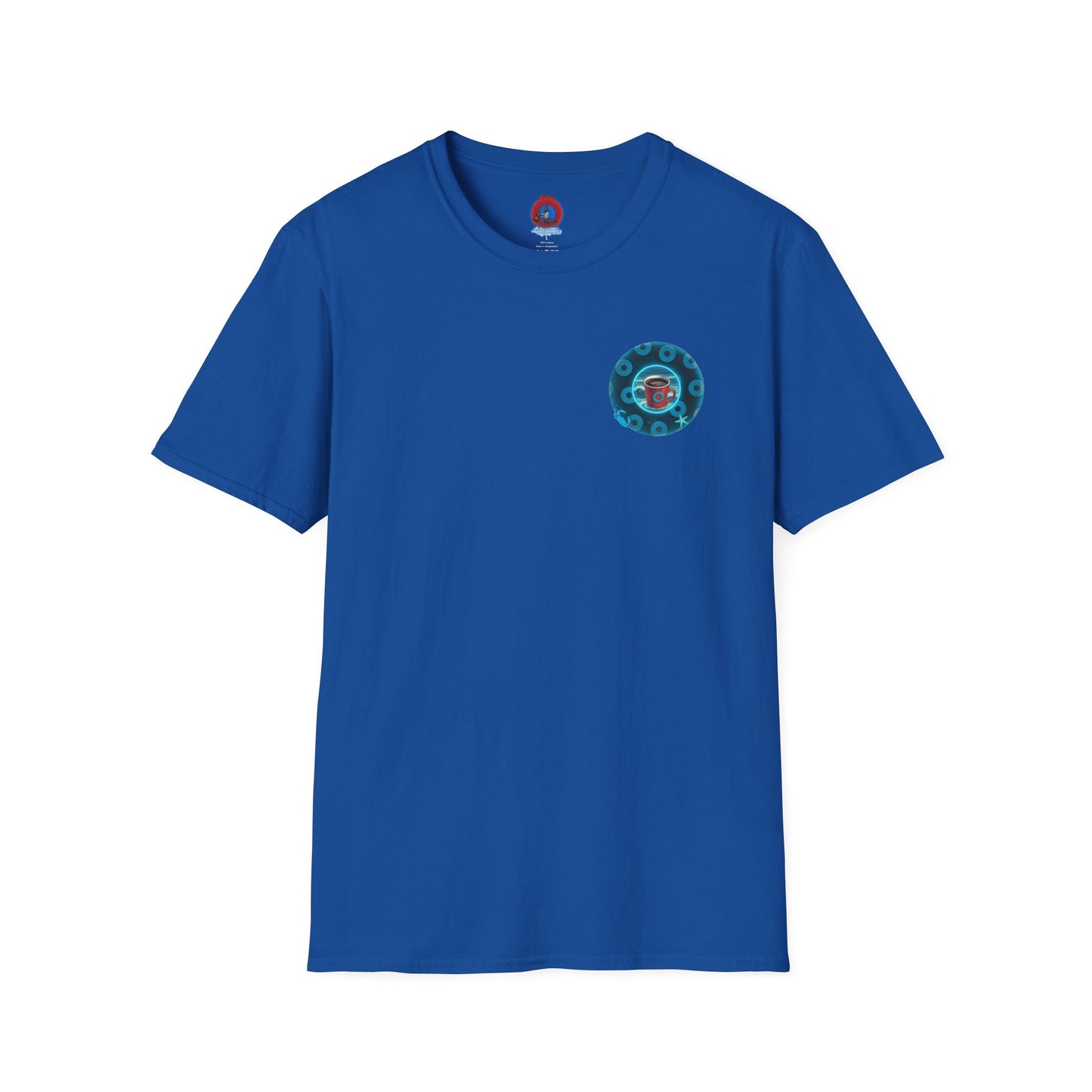 Classic Donut Tee - Unisex Soft-Style - "The Leaky Cup" - paradoxical blue/teal ocean donut -