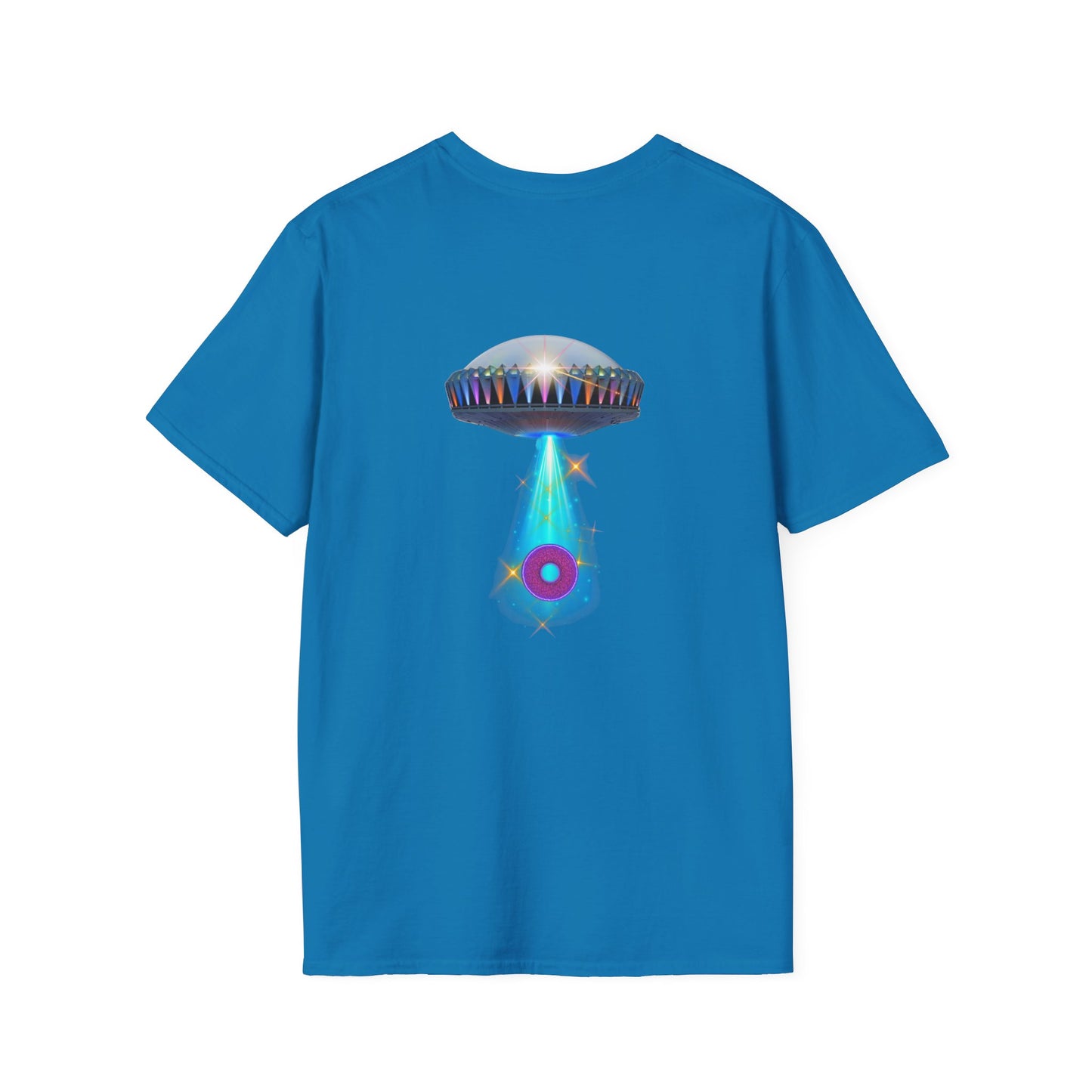 Classic Donut Tee - Unisex Soft-Style - "Donuts now Served on the Mothership" - series 1.0  - variant 6  - tractor-beamed donut