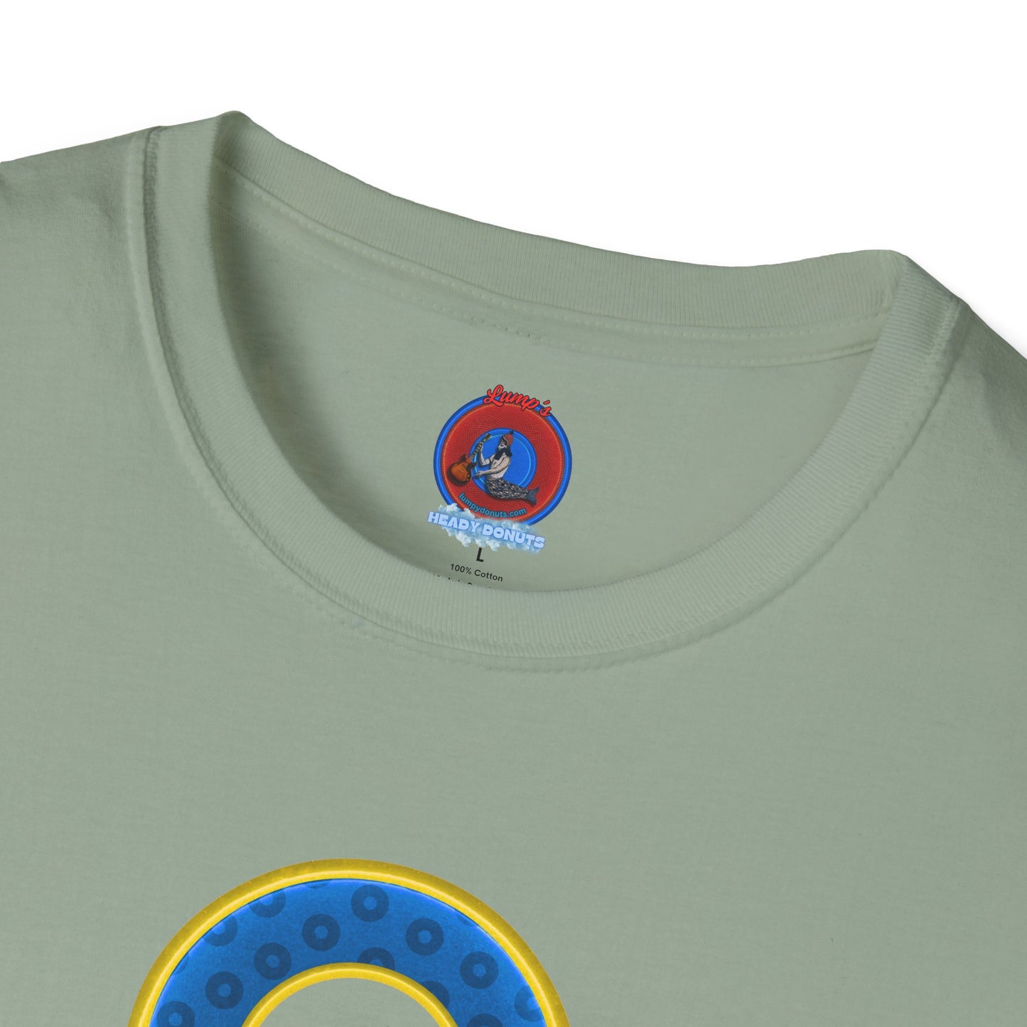 Plain Donuts/Unisex Soft-Style - "Plain Wide Mouthed Paradoxical Donuts" - blue/yellow donuts