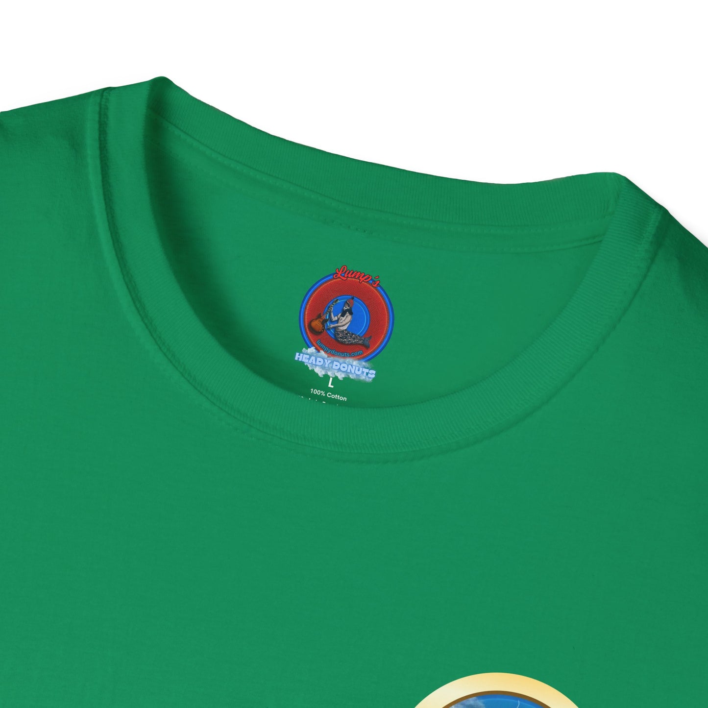 Classic Donut Tee - Unisex Soft-Style - "The Divided Donut" - variant 1 - blue/blue donut [*50% to The Divided Sky Foundation]