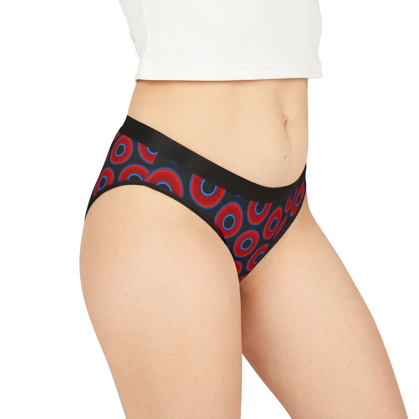 Lumpy Donut Underwear - vivid red donut print w/midnight moss green background