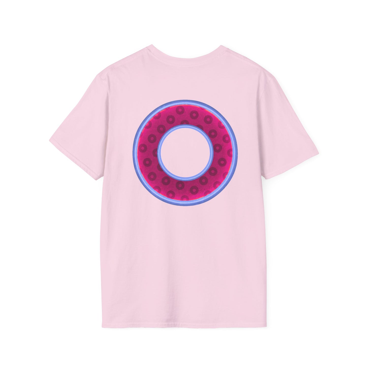 Plain Donuts/Unisex Soft-Style - "Plain Wide Mouthed Paradoxical Donuts" - dark magenta/light blue donuts