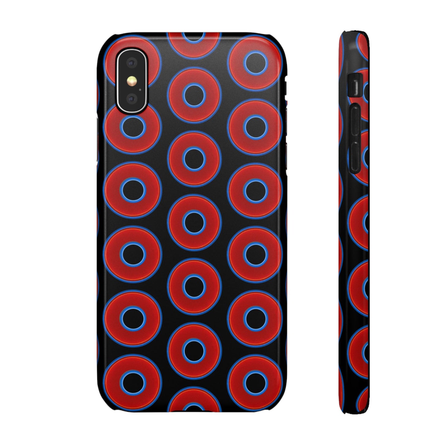 Lumpy Donut Snap Case - red vivid donut print w/black background