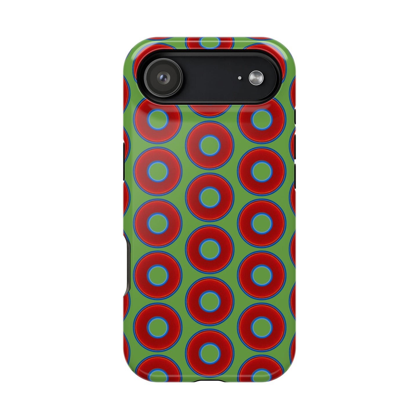 Magnetic Tough Donut Case - red vivid donut print w/light green background