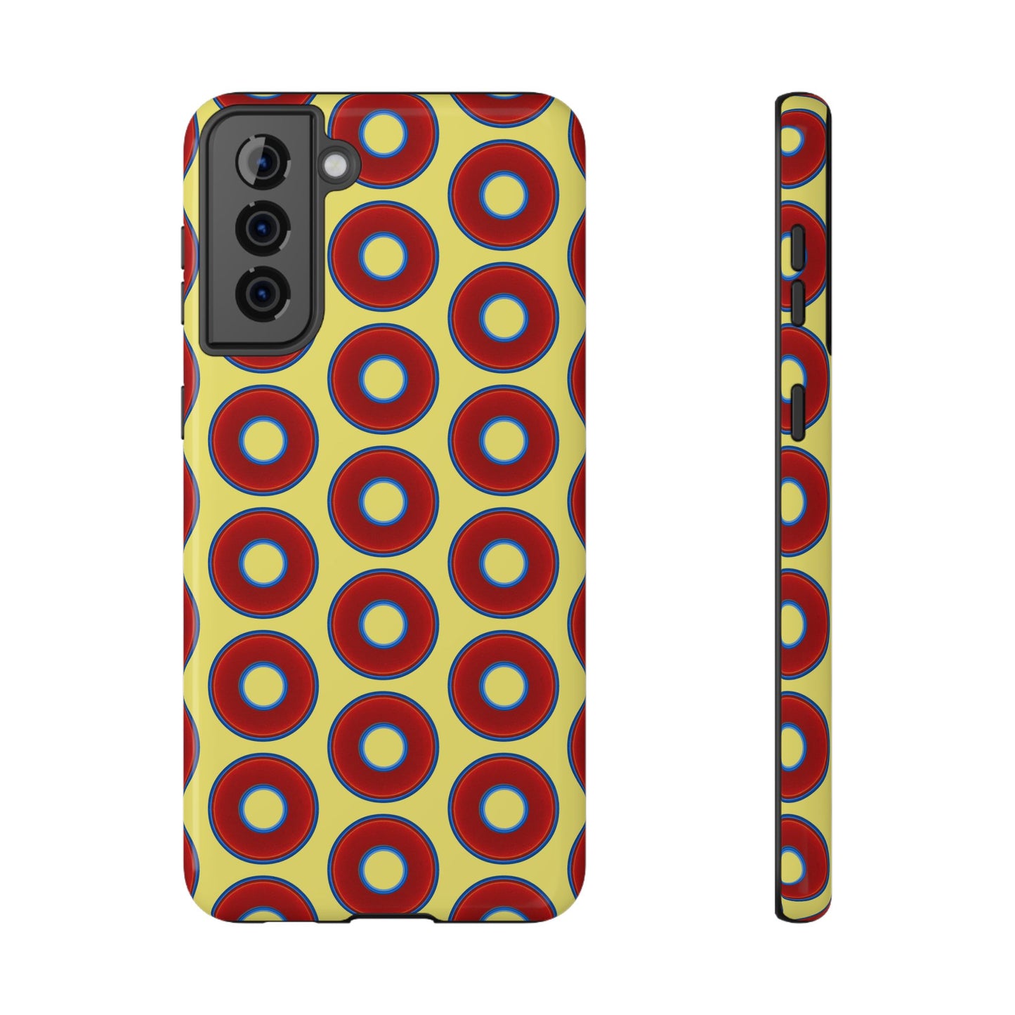 Impact-Resistant Lumpy Donut Case - red vivid donut print w/yellow background