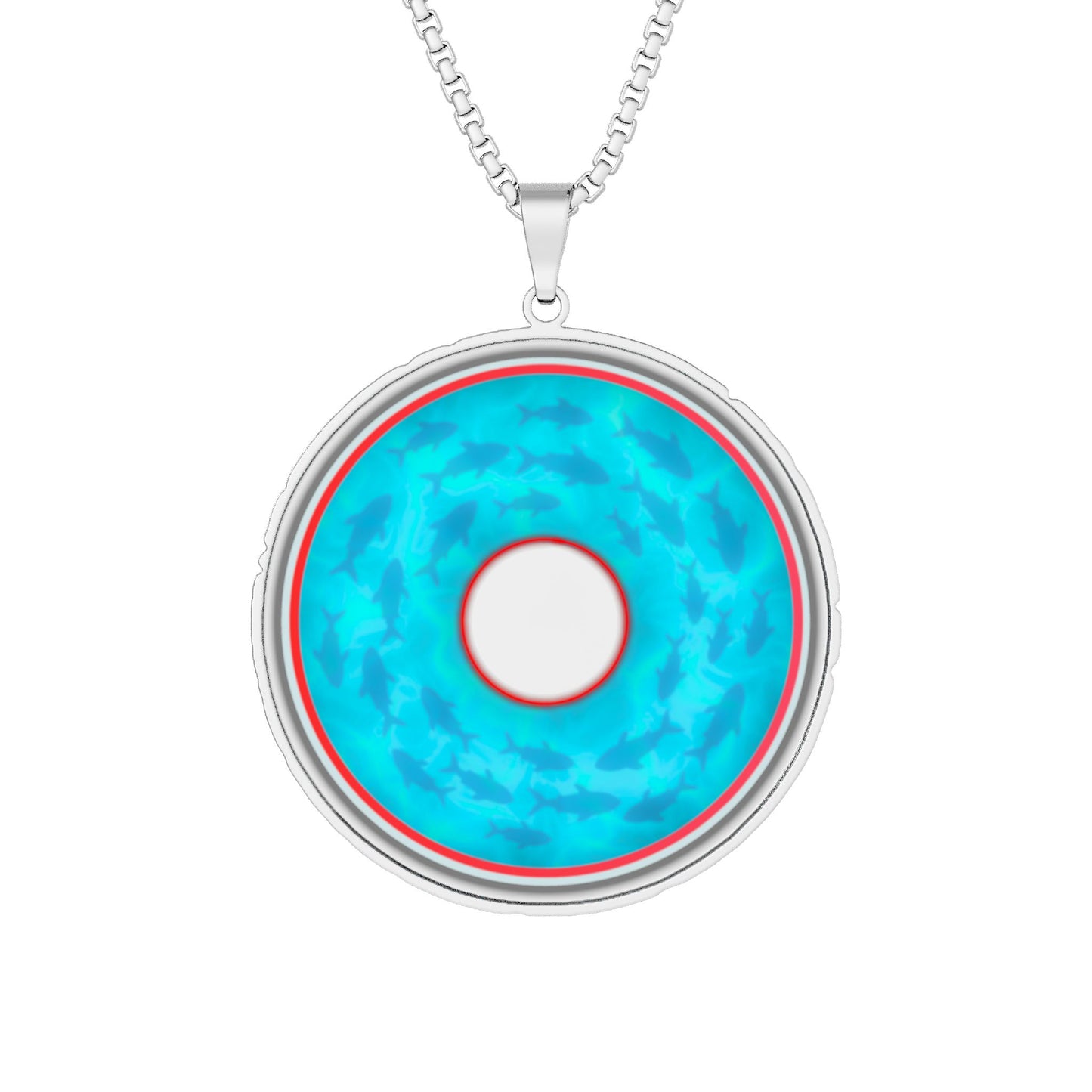 Lump's Heady Donut Necklace - 1" x 1" Stainless Steel Pendant - "Skoolie of Phishies Pendant" - fish tank donut - variant 1