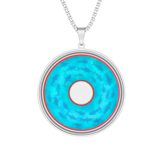 Lump's Heady Donut Necklace - 1" x 1" Stainless Steel Pendant - "Skoolie of Phishies Pendant" - fish tank donut - variant 1