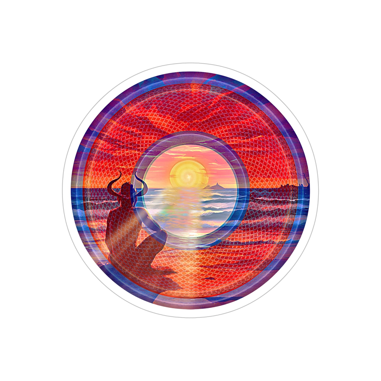 Donut Bumper/Outdoor Sticker - "The Squirming Donut" - series 1.0 - red picture donut - [Die-Cut] 6"x 6"