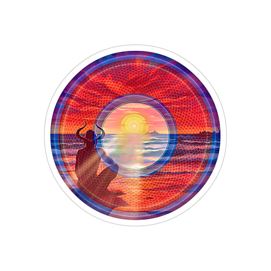 Donut Bumper/Outdoor Sticker - "The Squirming Donut" - series 1.0 - red picture donut - [Die-Cut] 6"x 6"