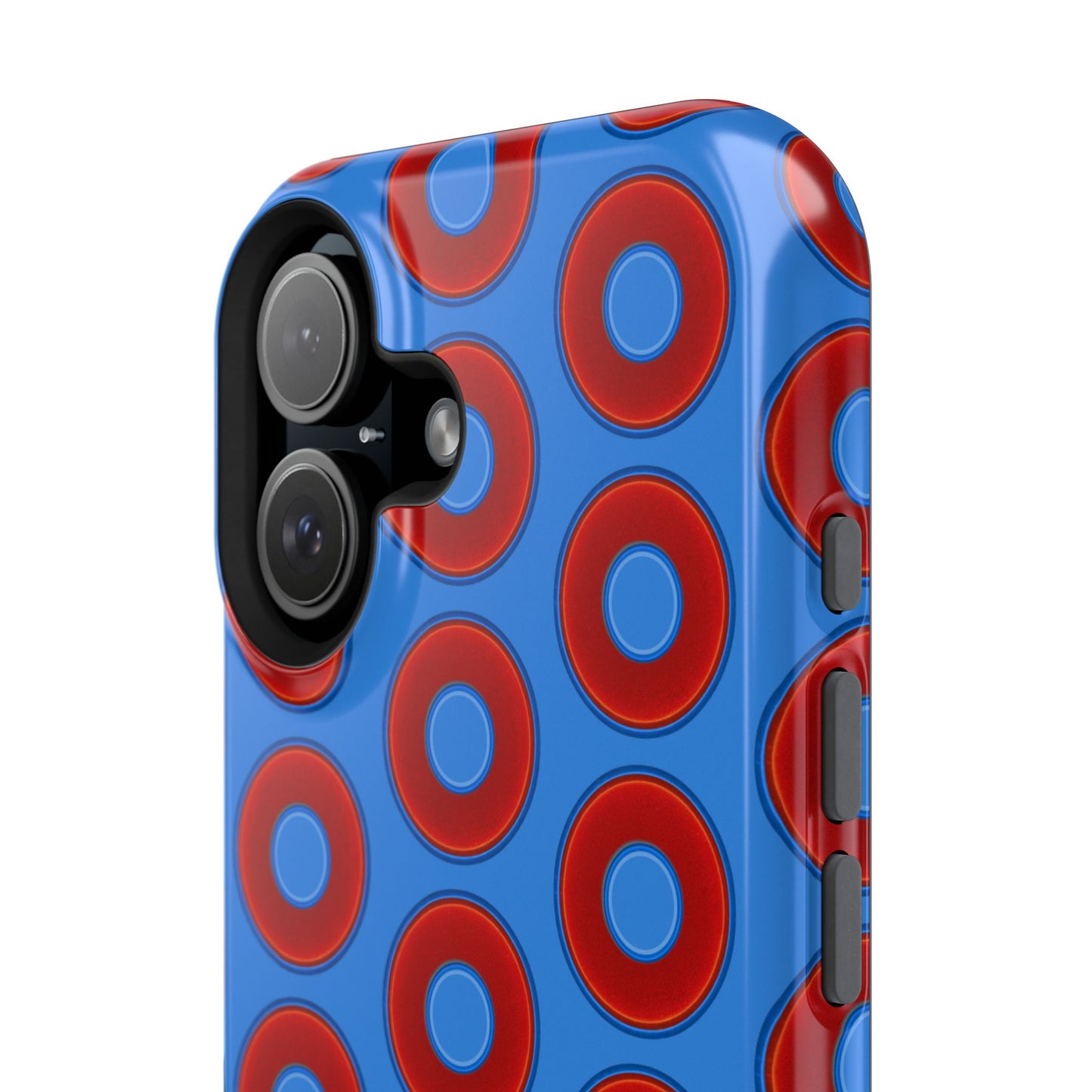Impact-Resistant Lumpy Donut Case - red vivid donut print w/light royal blue background