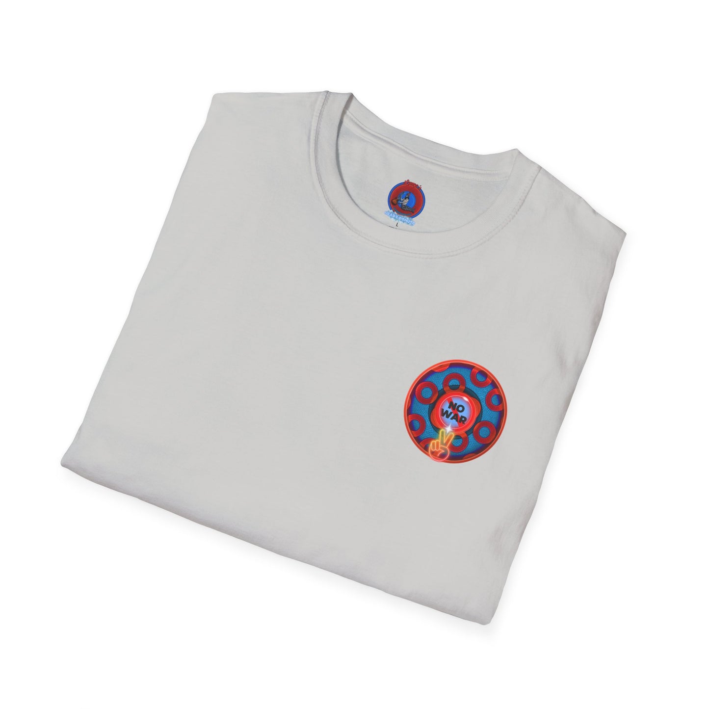 Classic Donut Tee - Unisex Soft-Style - "Peace of Donut" - blue/red paradox donut - [*charitable print - 50% of profit to Alliance for Peacebuilding]