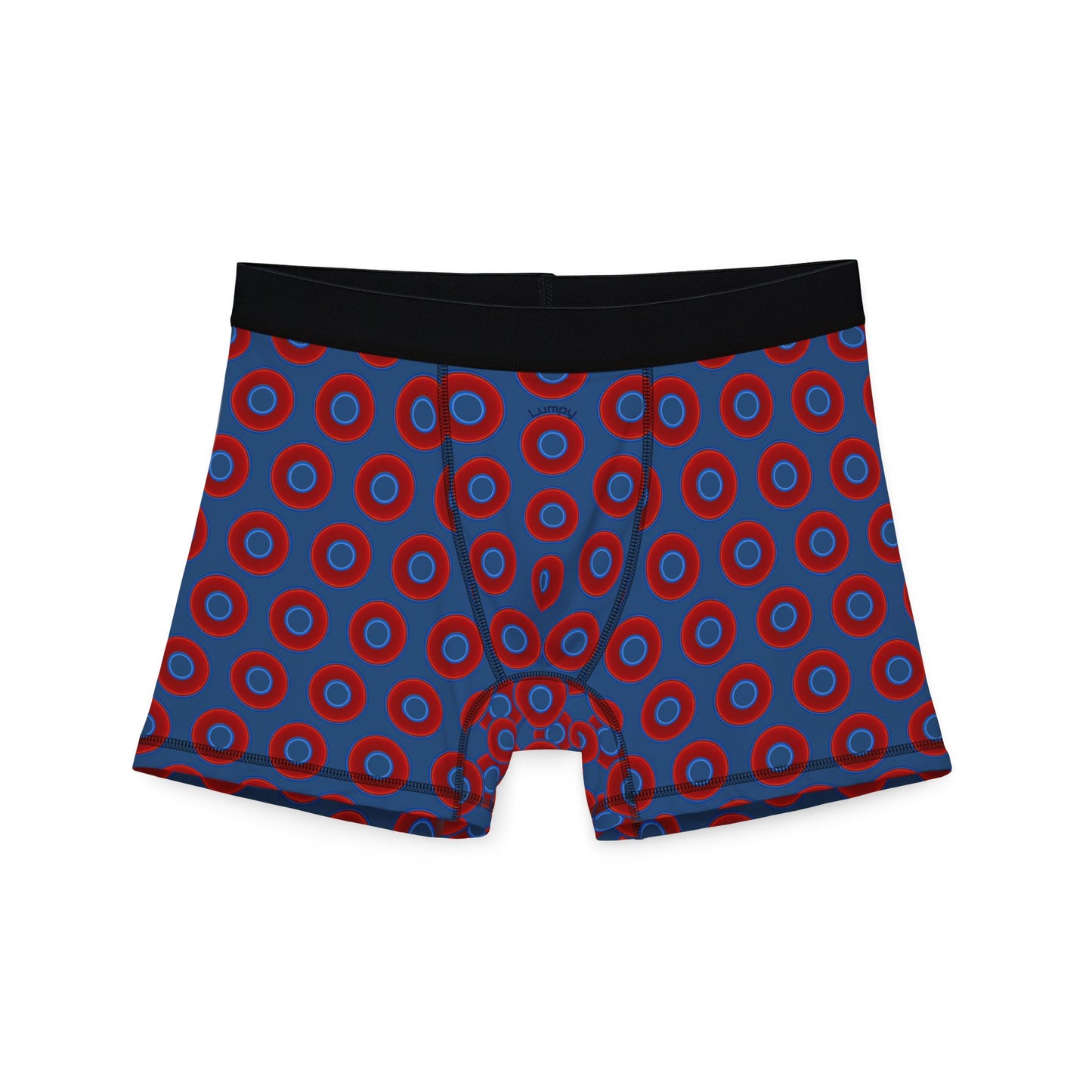 Men's Donut Boxers - red vivid donuts w/light navy blue background