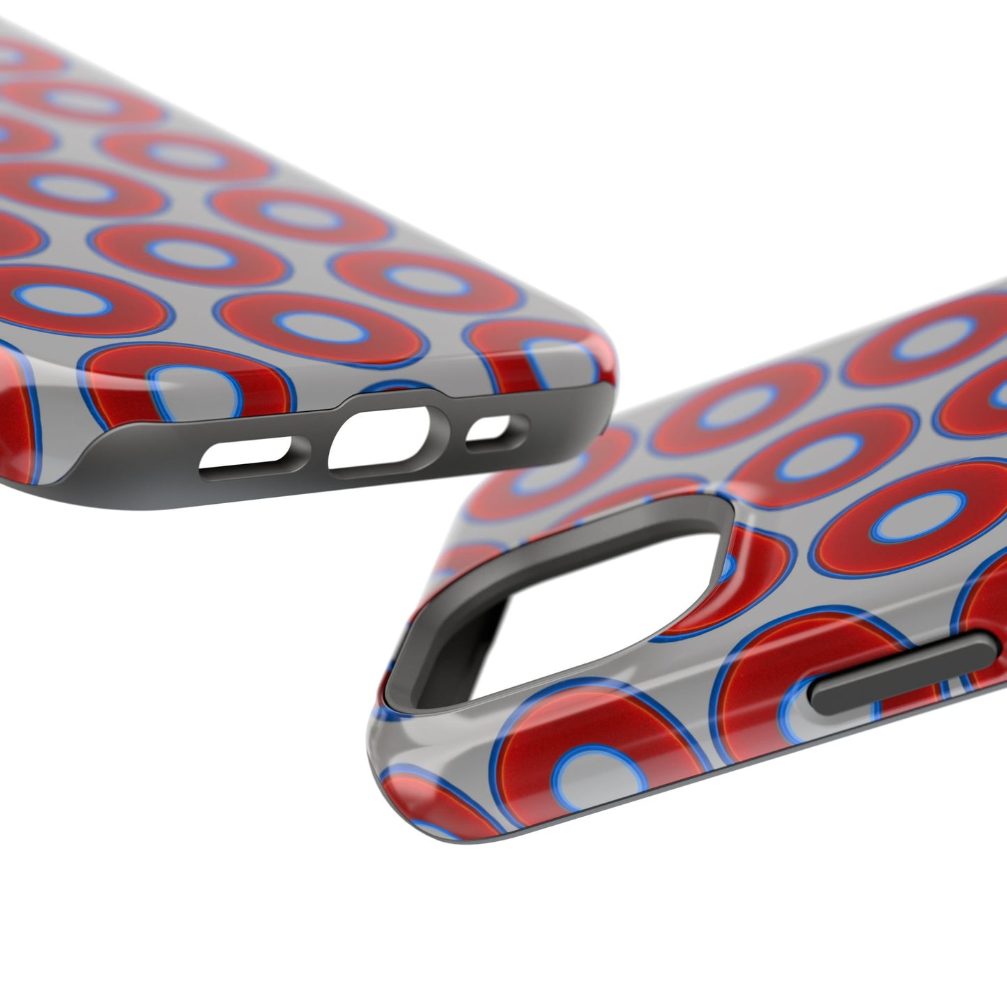 Magnetic Tough Donut Case - red vivid donut print w/light gray background
