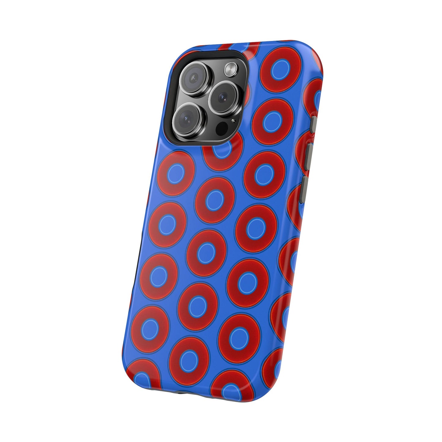 Magnetic Tough Donut Case - red vivid donut print w/medium royal blue background