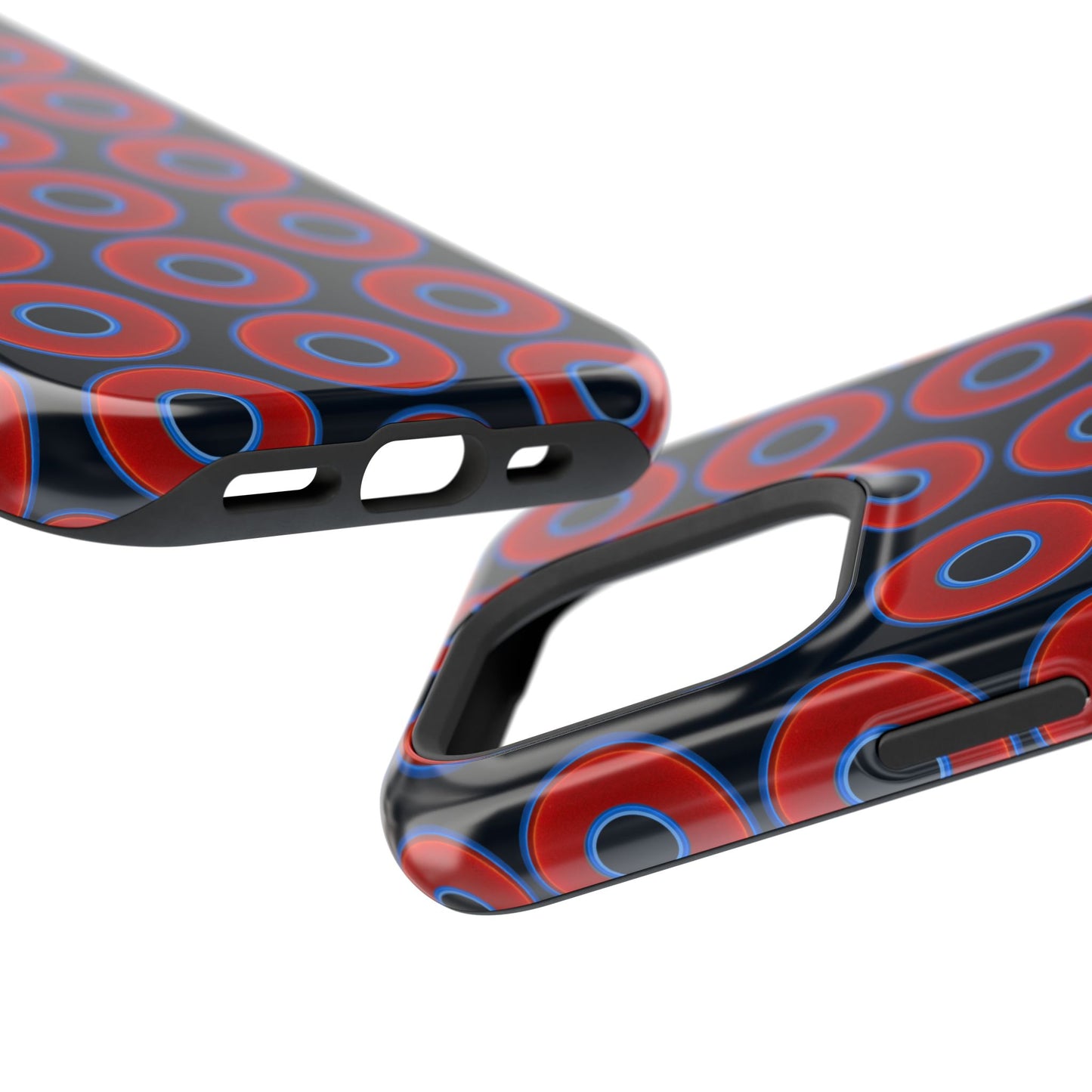Magnetic Tough Donut Case - red vivid donut print w/blue charcoal background