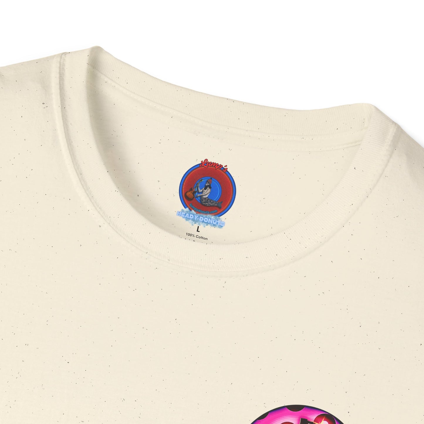 Classic Donut Tee - Unisex Soft-Style - "Would You Be My Donut?" - paradoxical bubblegum pink/red donut - variant 2