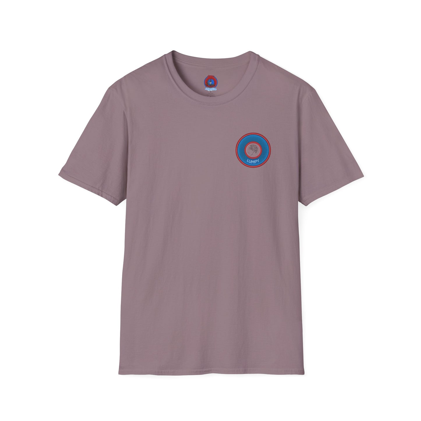 Classic Donut Tee - Unisex Soft-Style - "The Lumpy Donut" - variant 2 - blue/red donut