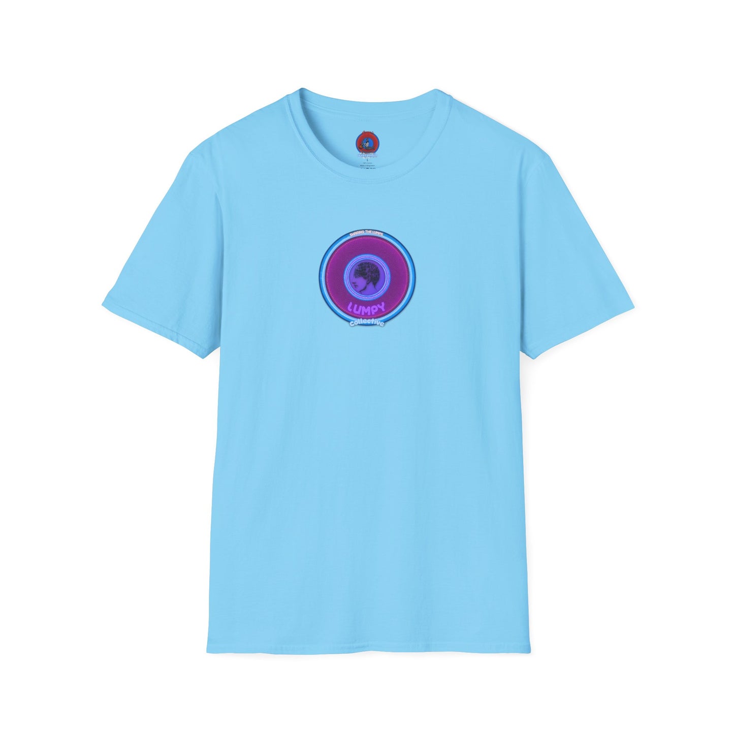 Classic Donut Tee - Unisex Soft-Style - "Lumpy Collective Donut" - rustic purple/light blue lumpy donut - variant 2