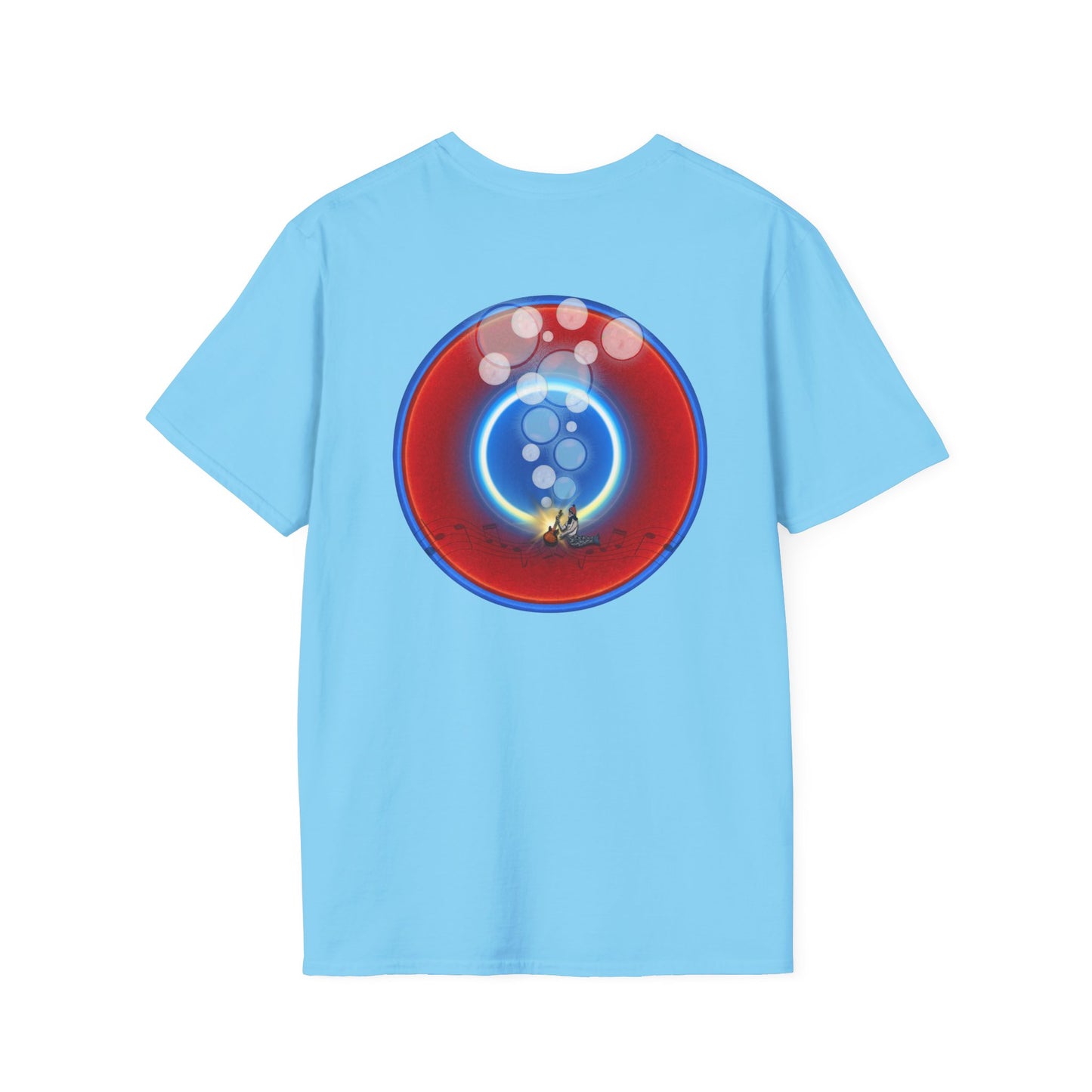 Classic Donut Tee - Unisex Soft-Style - "Bubbler's Donut Tee" - vivid red/blue donut
