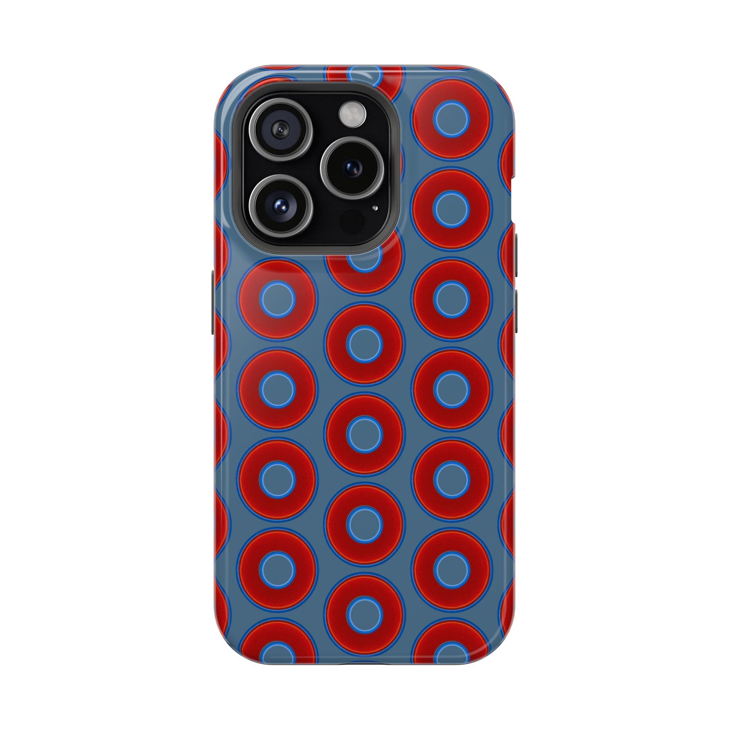 Magnetic Tough Donut Case - red vivid donut print w/steel blue background