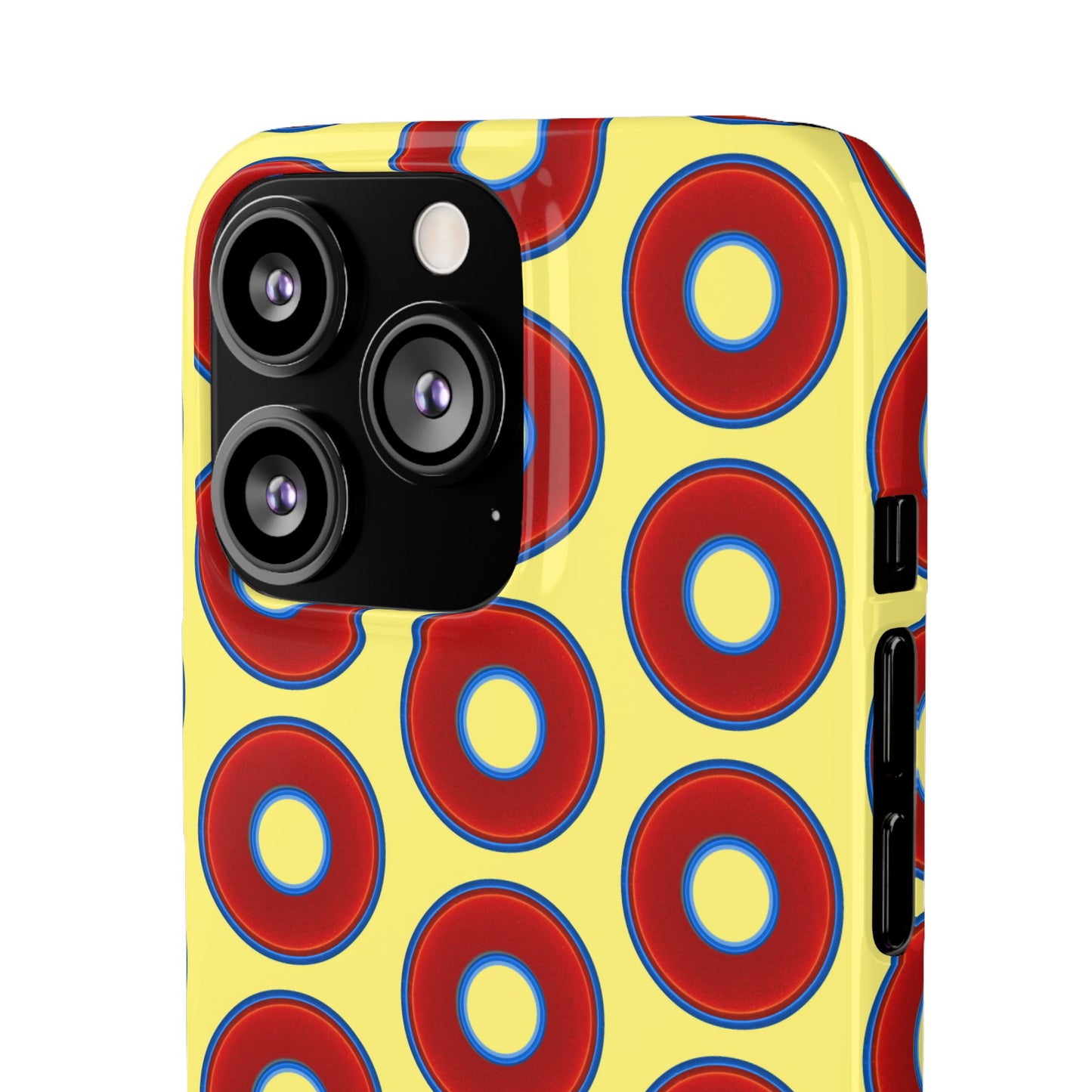 Lumpy Donut Snap Case - red vivid donut print w/yellow background