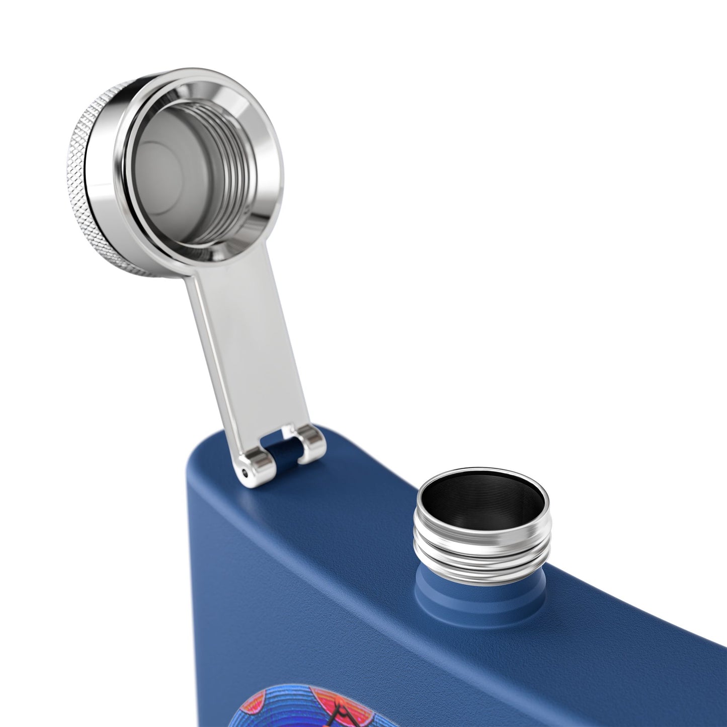 Lump's Donut Flask 6 oz -  "Donuts R Phree" - red/blue rustic donut - [*w/your choice of 6 backgrounds]