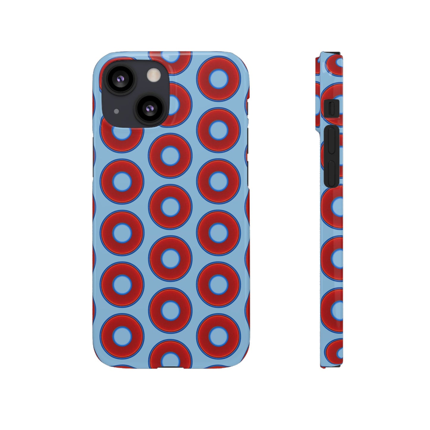 Lumpy Donut Snap Case - red vivid donut print w/sky blue background