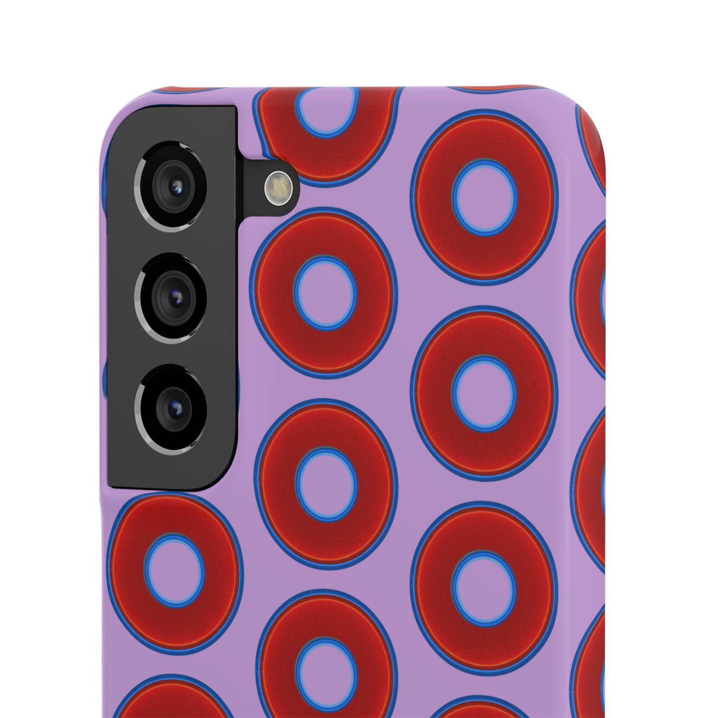 Lumpy Donut Snap Case - red vivid donut print w/wisteria purple background
