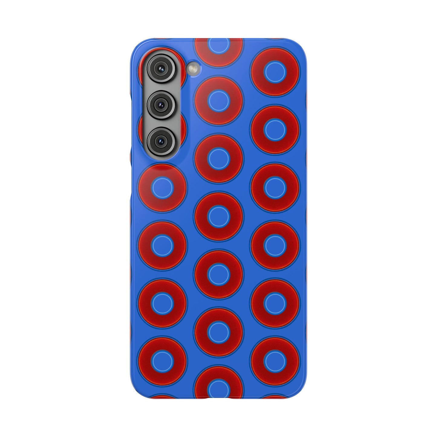 Lumpy Donut Snap Case - red vivid donut print w/medium royal blue background