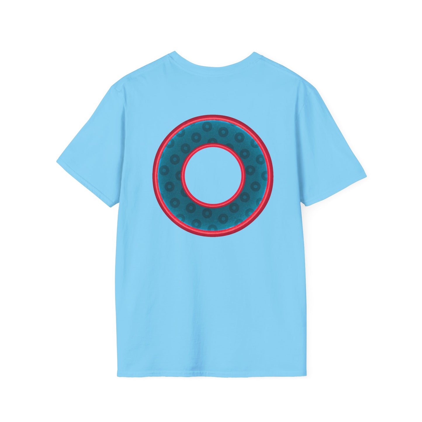 Plain Donuts/Unisex Soft-Style - "Plain Wide Mouthed Paradoxical Donuts" - dark aquamarine blue/red donuts