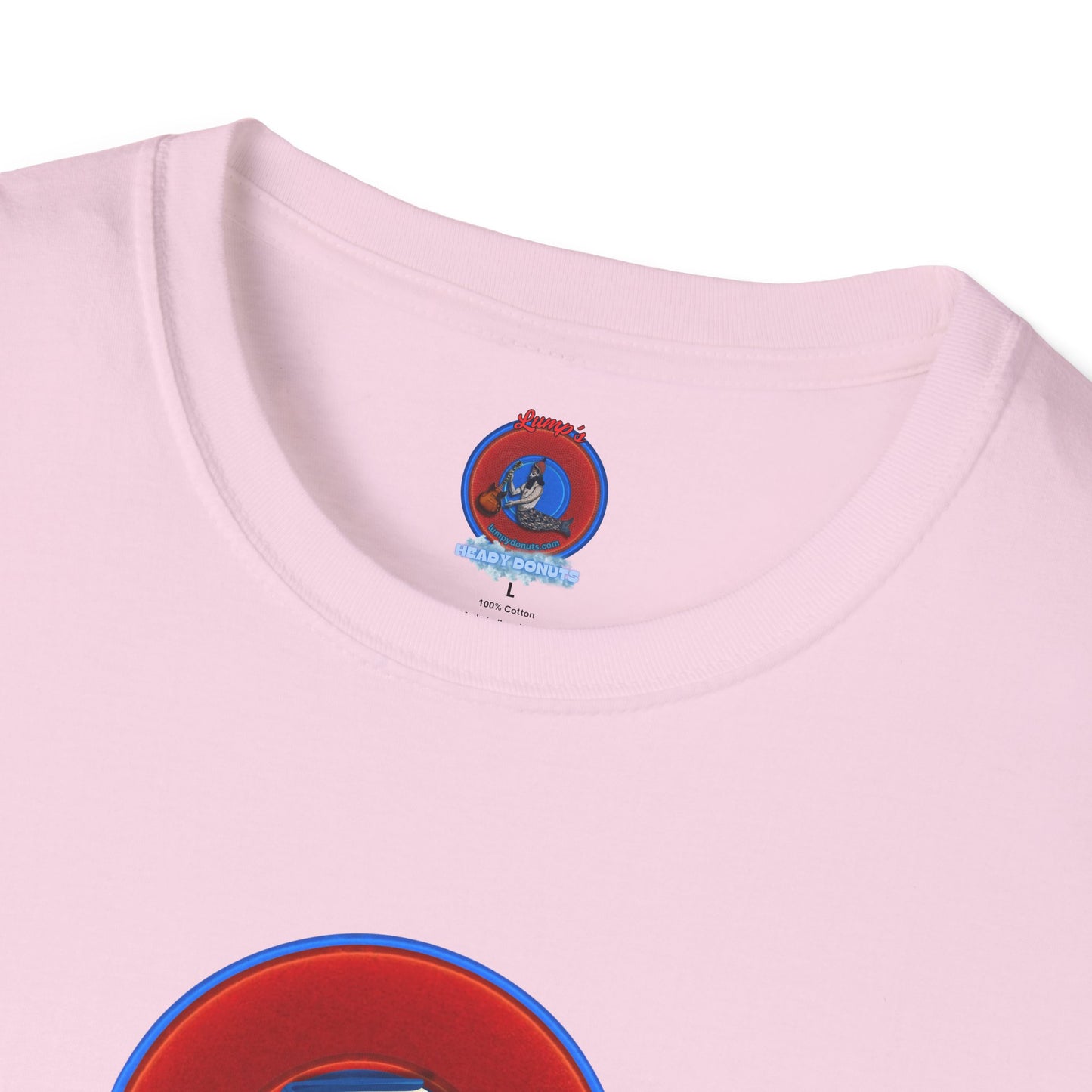 Classic Donut Tee - Unisex Soft-Style - "Helping Phriendly Donut Tee" - vivid red donut - w/flow - variant 3