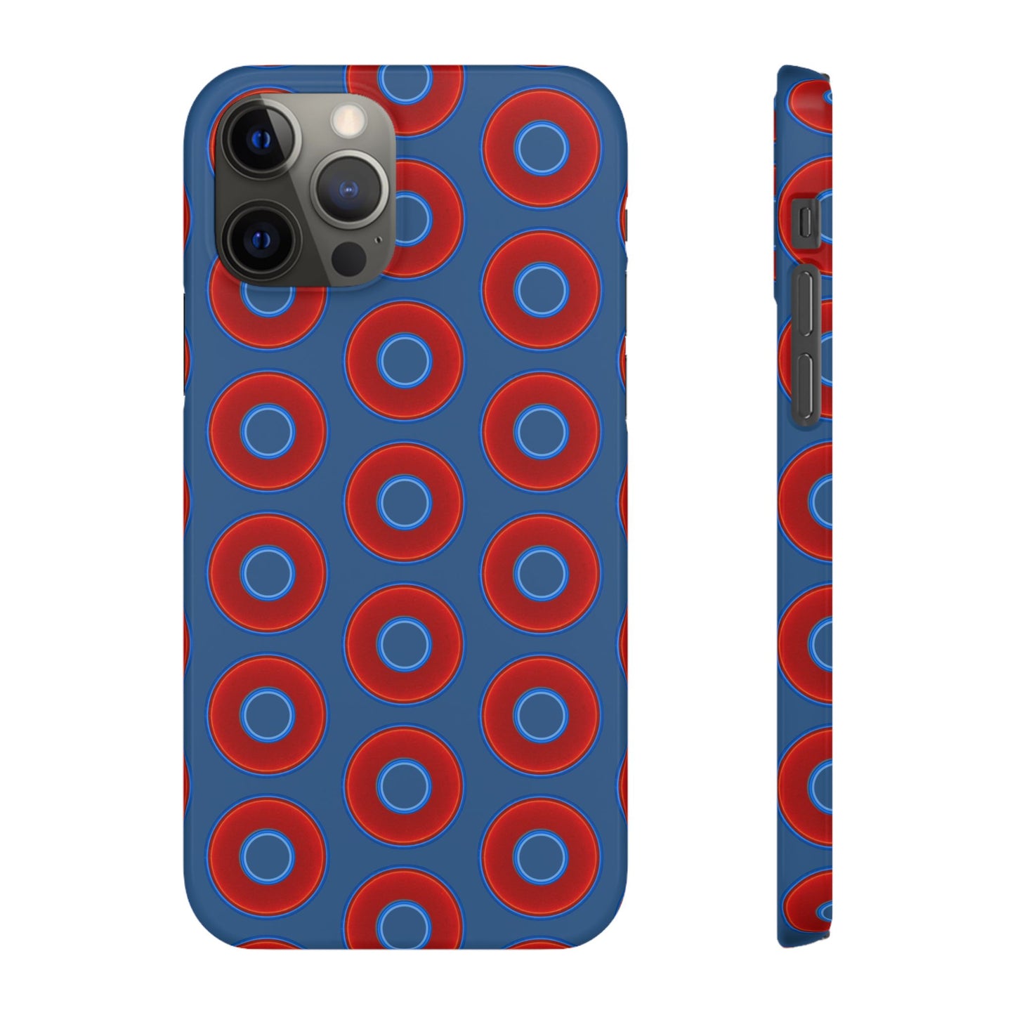 Lumpy Donut Snap Case - red vivid donut print w/light navy blue background