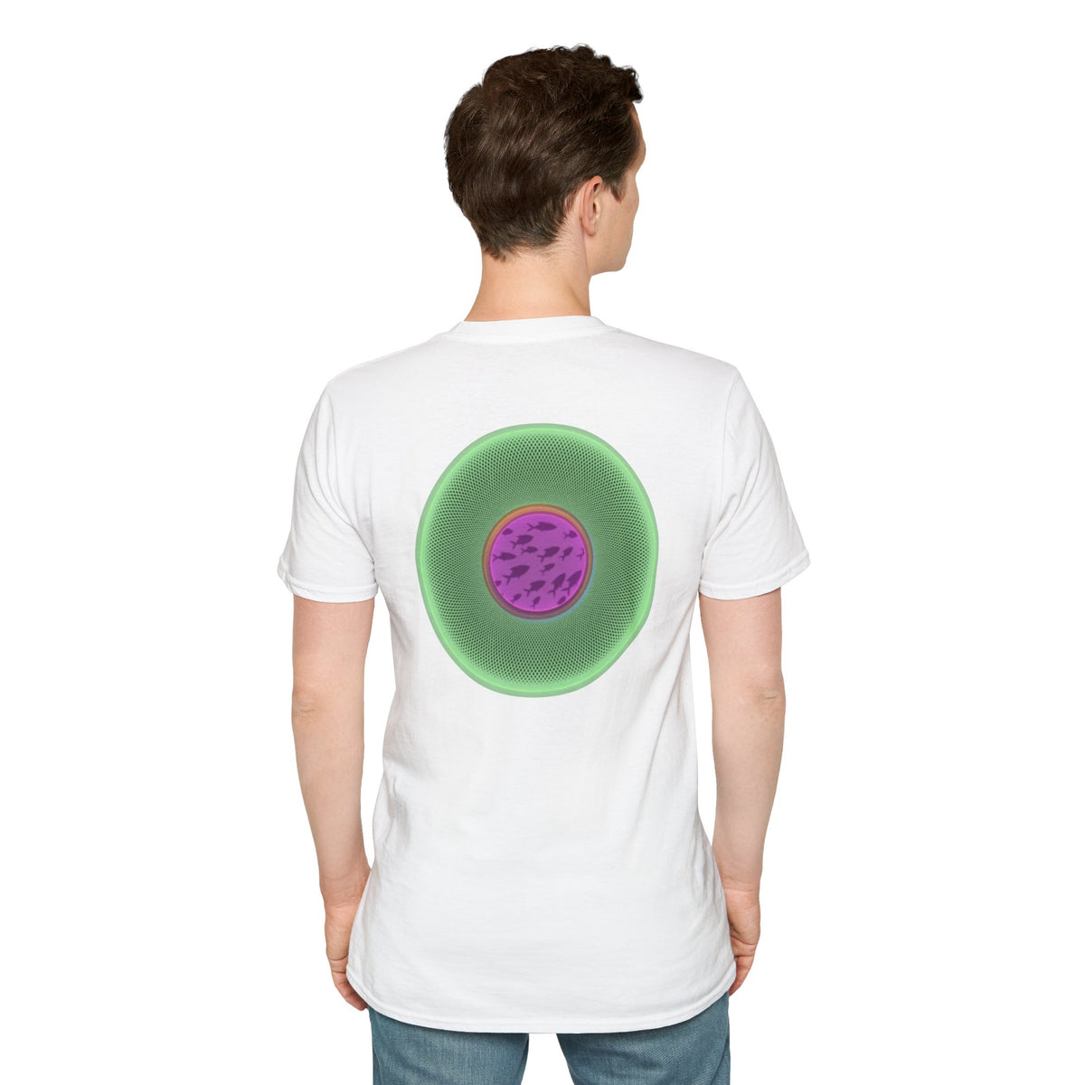 Classic Donut Tee - Unisex Soft-Style - "Swimming By" - variant 1 - series 1.0 - florescent green donut