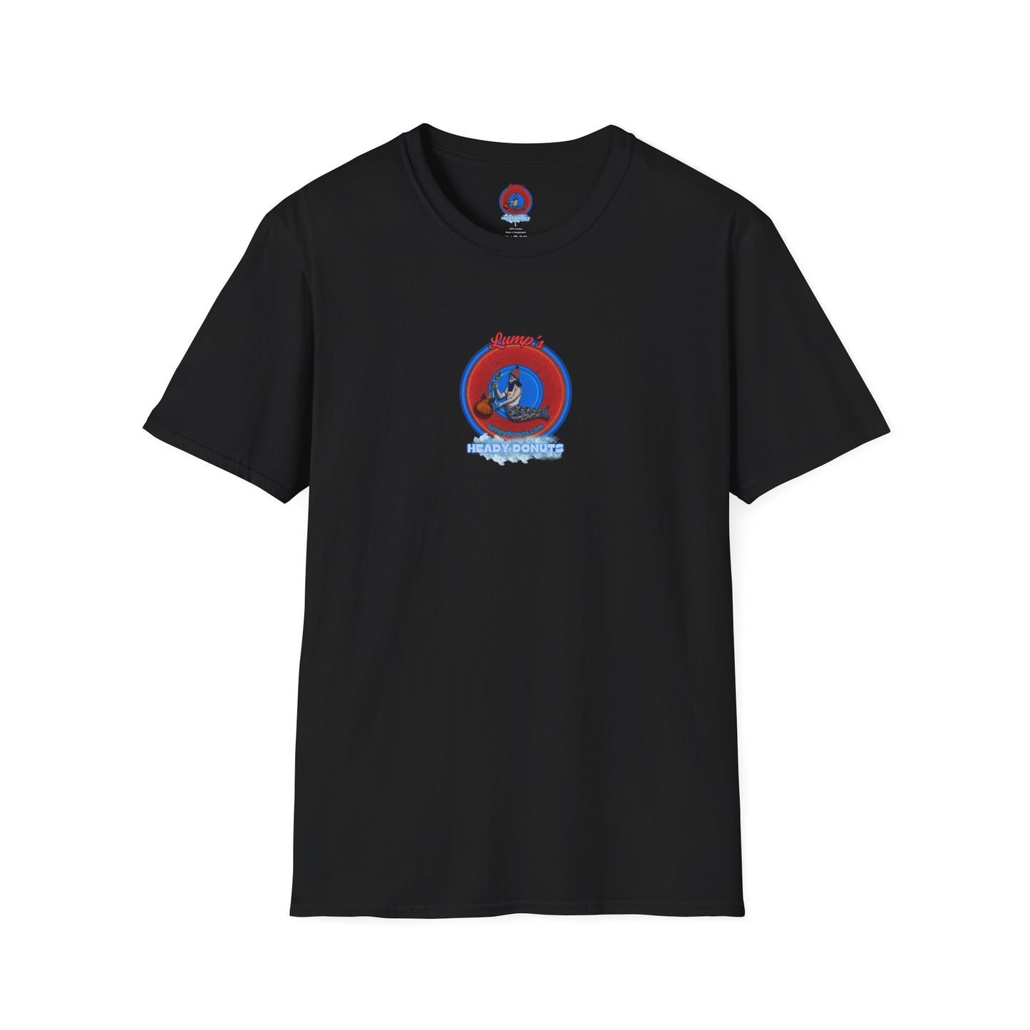 Classic Donut Tee - Unisex Soft-Style - "Lump's Heady Donuts Logo" - series 1.0  - red/blue rustic donut