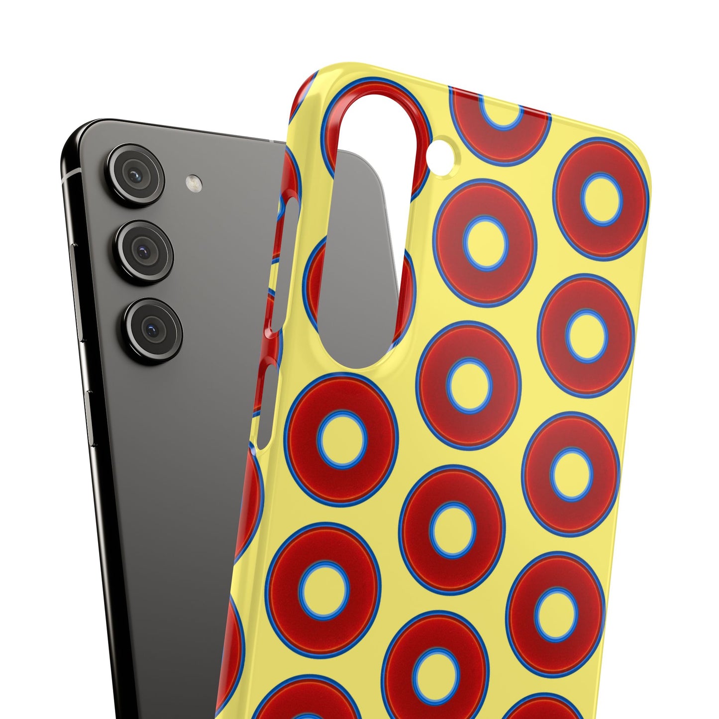 Lumpy Donut Snap Case - red vivid donut print w/yellow background
