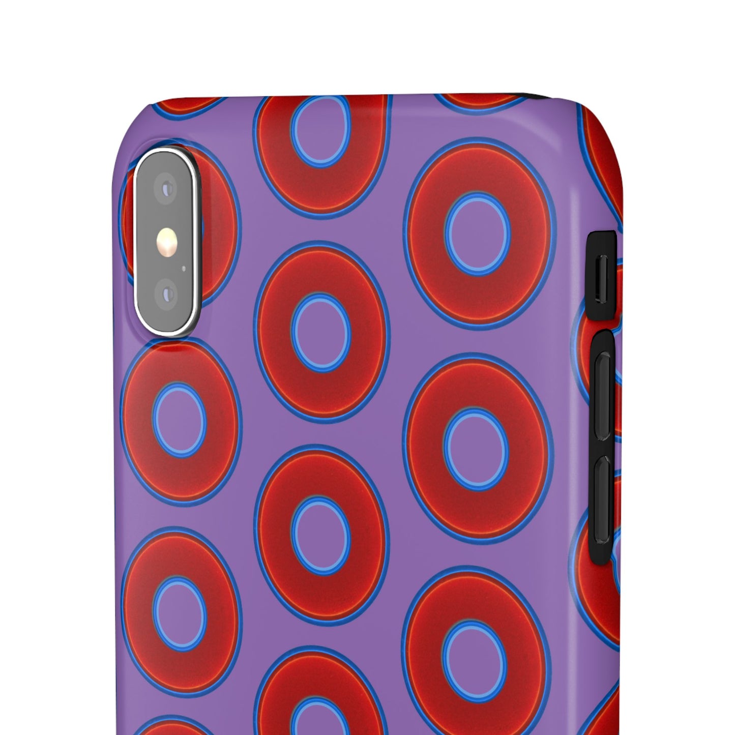 Lumpy Donut Snap Case - red vivid donut print w/light purple background
