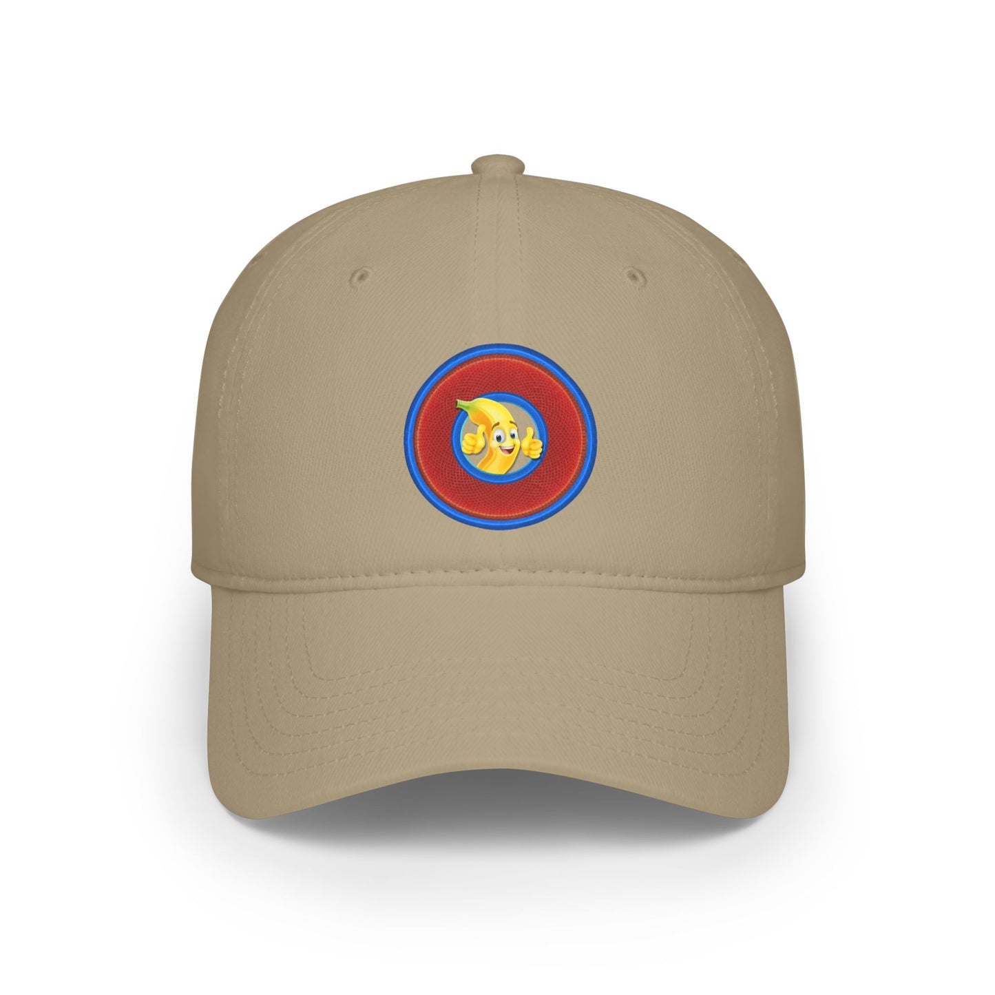 Lumpy Donut Baseball Cap - "This Donut Hat is Bananas" - variant 1 - rustic red donut w/