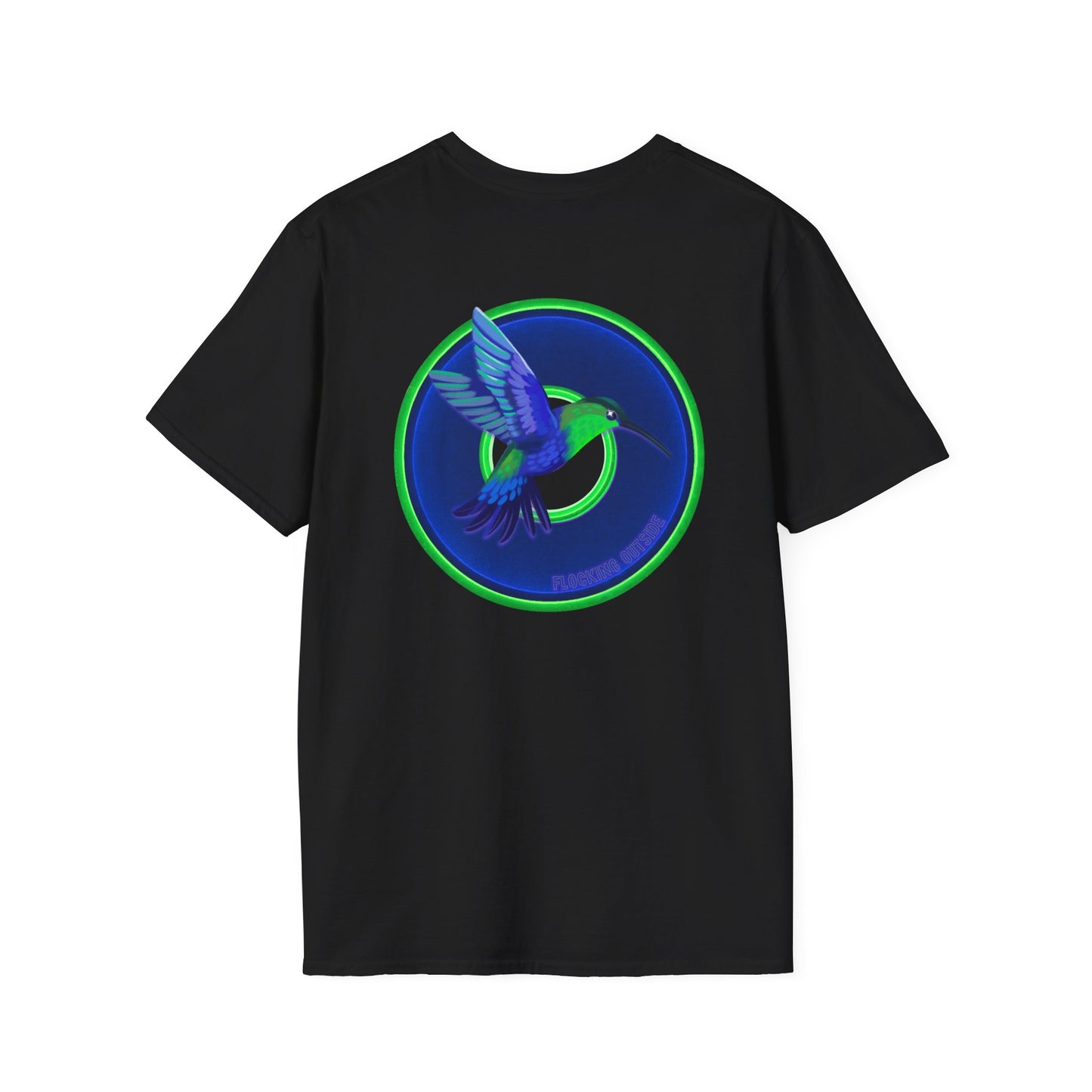 Classic Donut Tee - Unisex Soft-Style - "Invitation for Donuts & Tea" - vivid blue/green donut
