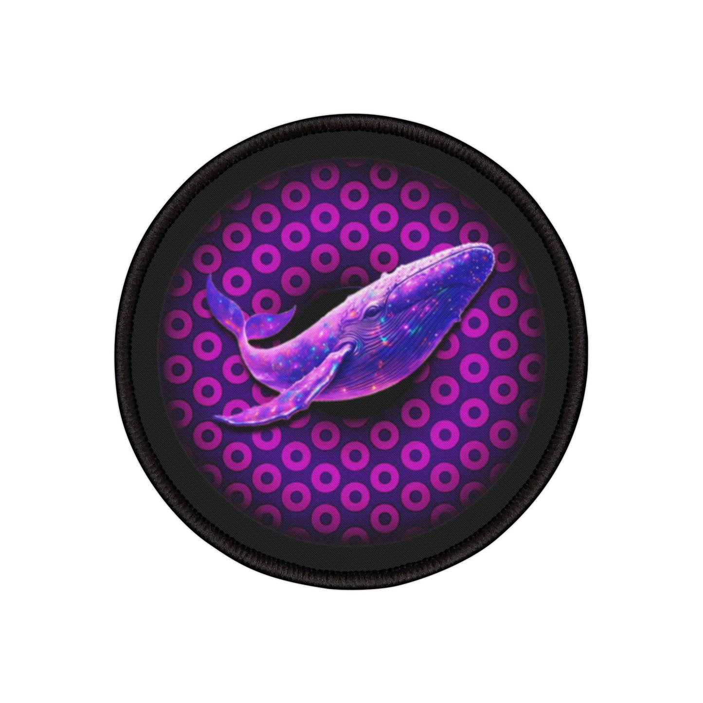 Iron-On Donut Patch - "Whale of a Good Donut Patch" - paradoxical purple/magenta donut - variant 1