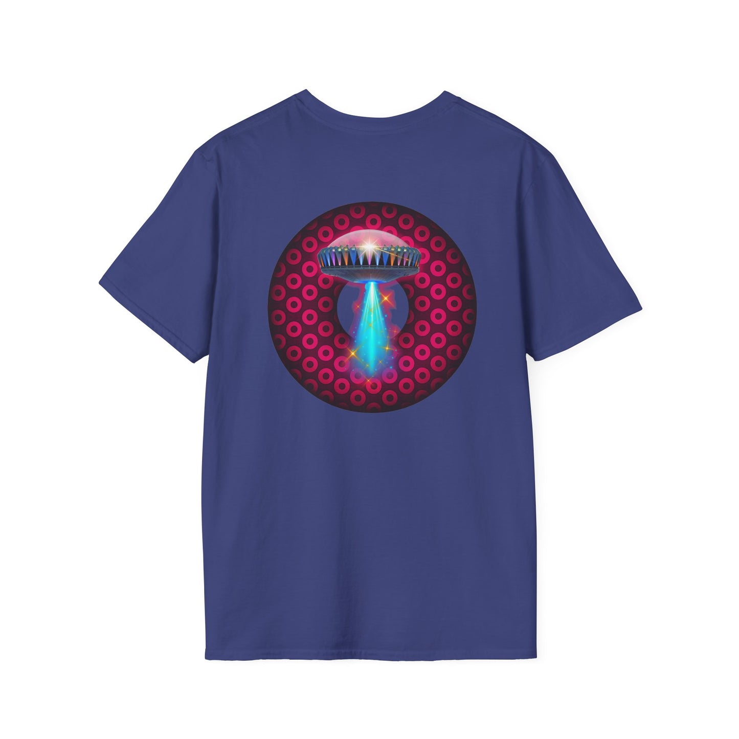 Classic Donut Tee - Unisex Soft-Style - "Donuts now Served on the Mothership" - series 1.0  - variant 2  - red/red paradoxical donut