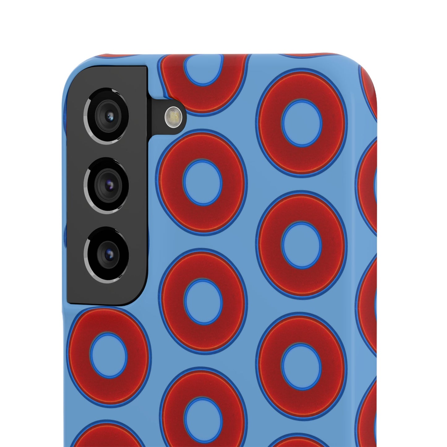 Lumpy Donut Snap Case - red vivid donut print w/light blue background