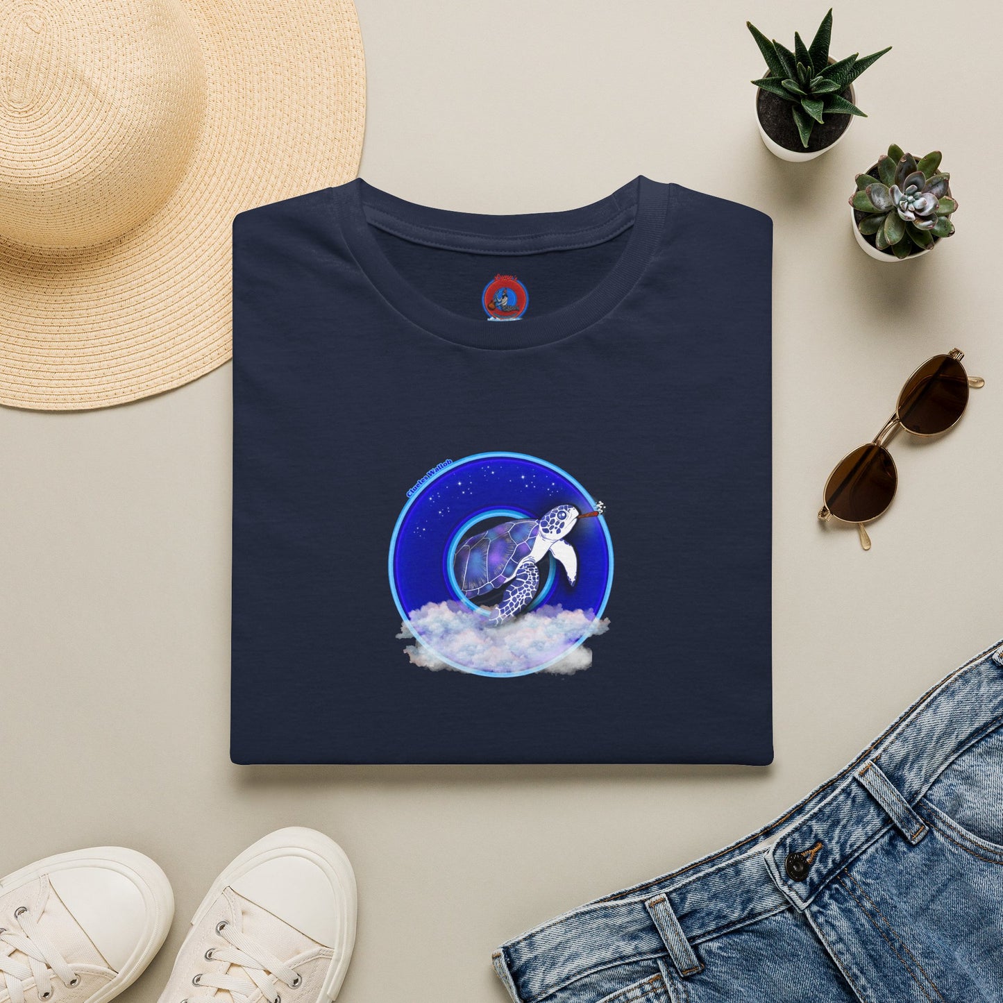 Classic Donut Tee - Unisex Soft-Style - "Clueless Wallob's Donuts" - vivid blue sky donut