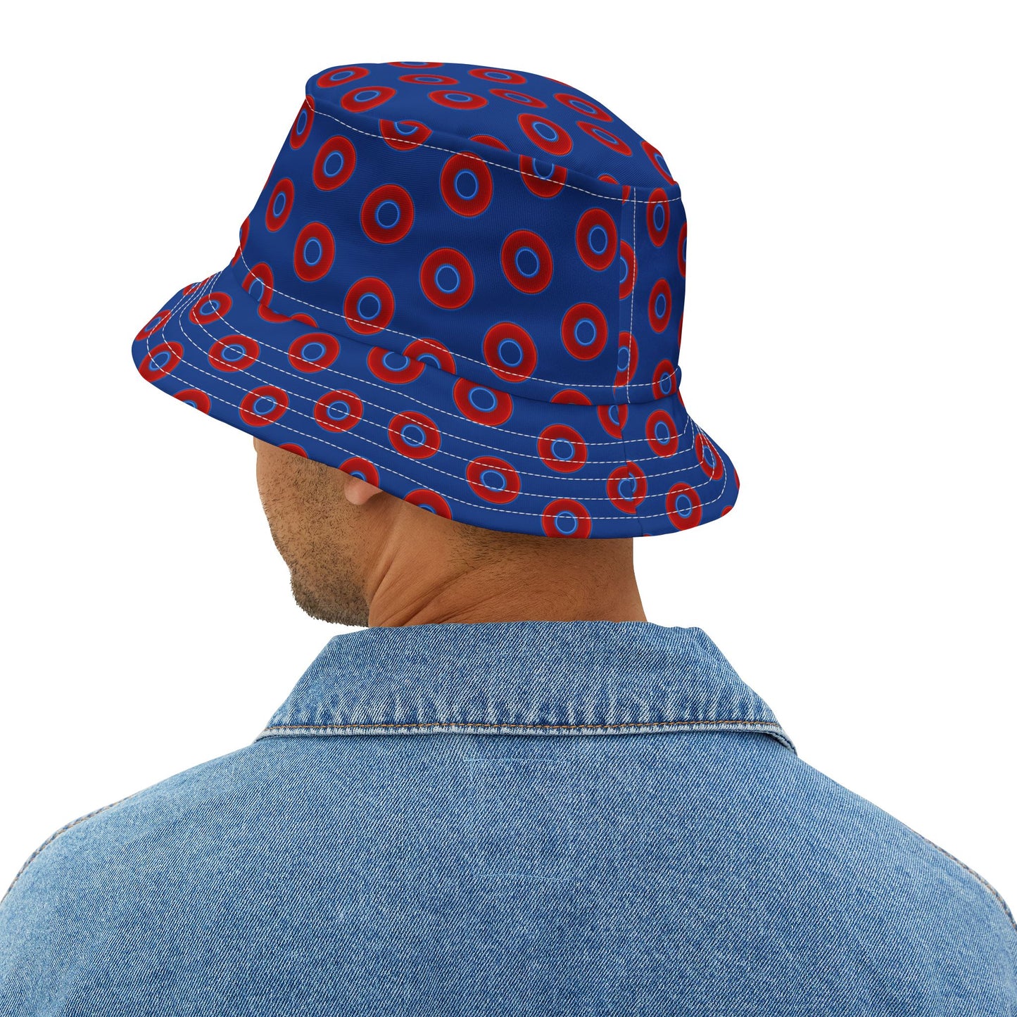 Phishermen's Cap - "Traditional Donut Print" - red/blue vivid donuts